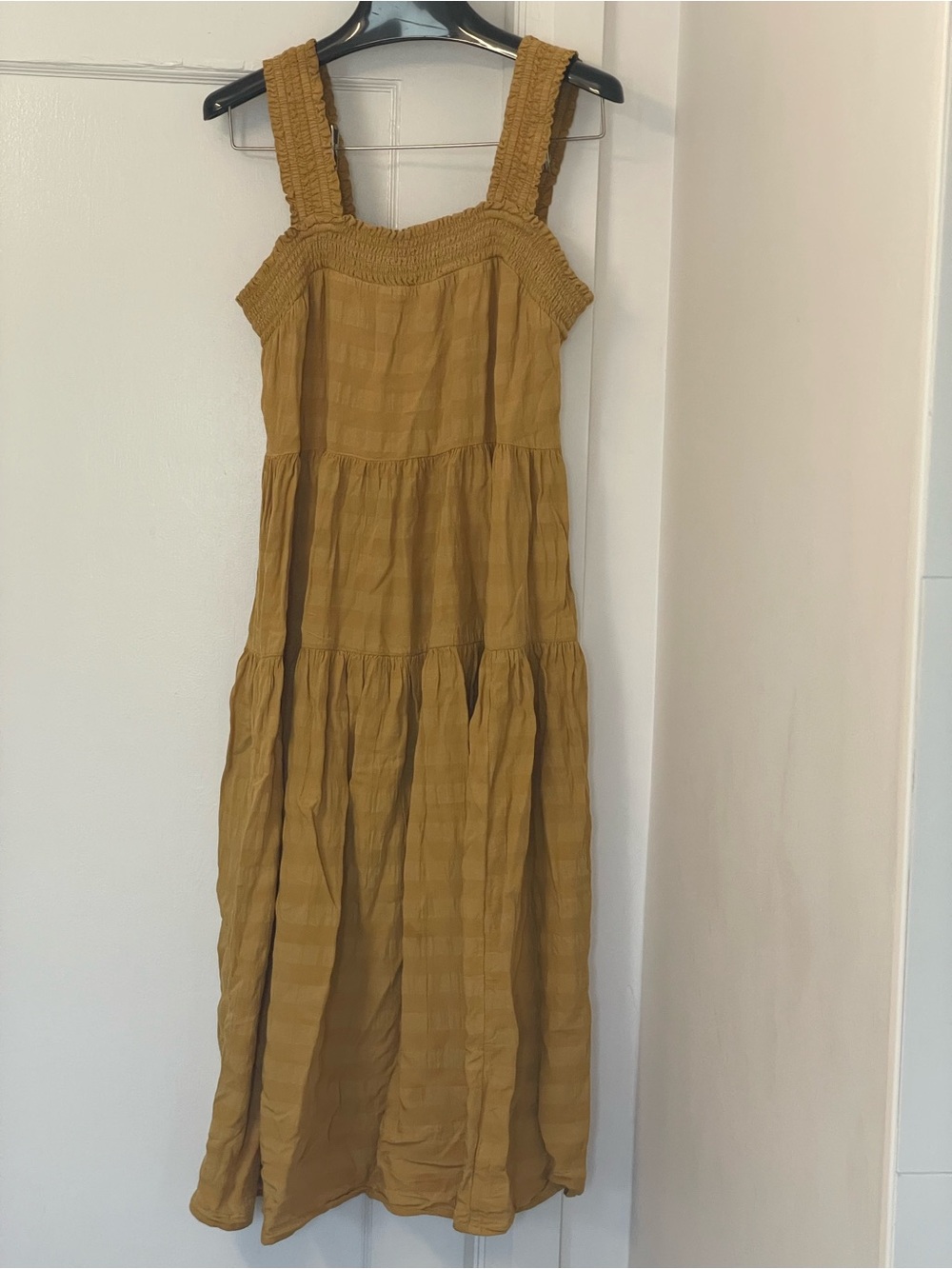 Old Navy Mustard Smocked-Strap Tiered Maxi Dress